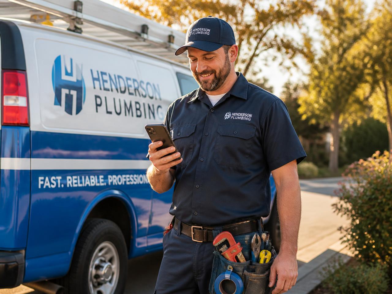 Plumber reviewing a new HiyaPro opportunity on his phone